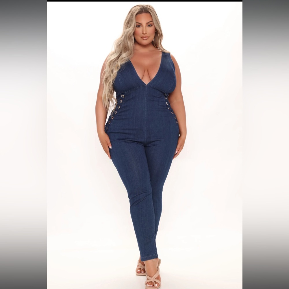 Denim v Cut Jumpsuit